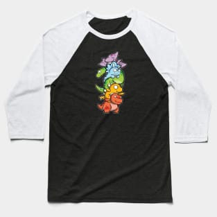 Rainbow DInosaur Stack Baseball T-Shirt